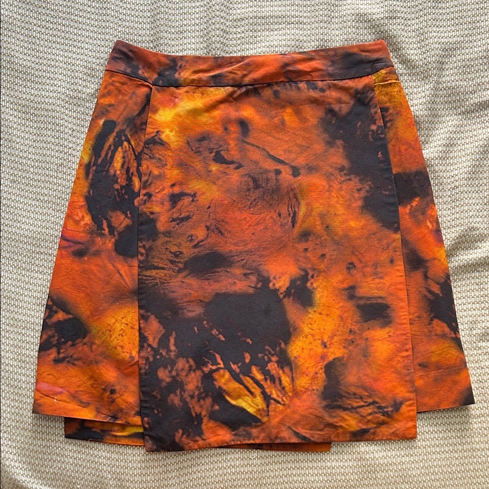 Cynthia Rowley Fiery Orange and Black Mini Skirt, Tortoise